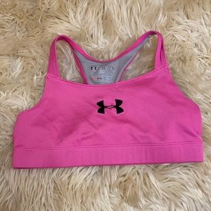 Under Armour kids dazzle sports bra in pink with black logo racerback bra XL